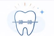 Ilustración de ortodoncia con brackets